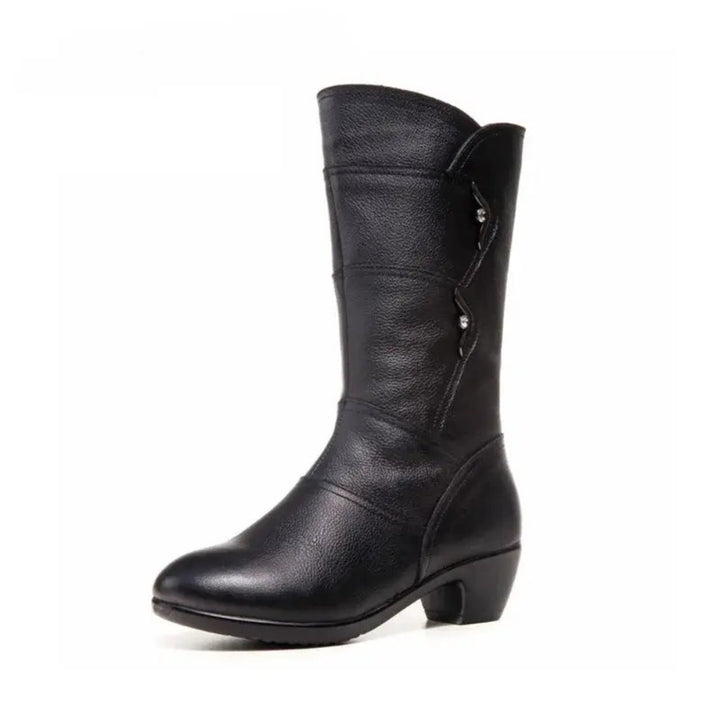 Delsie | Classic Mid Calf Boots with Low Heel