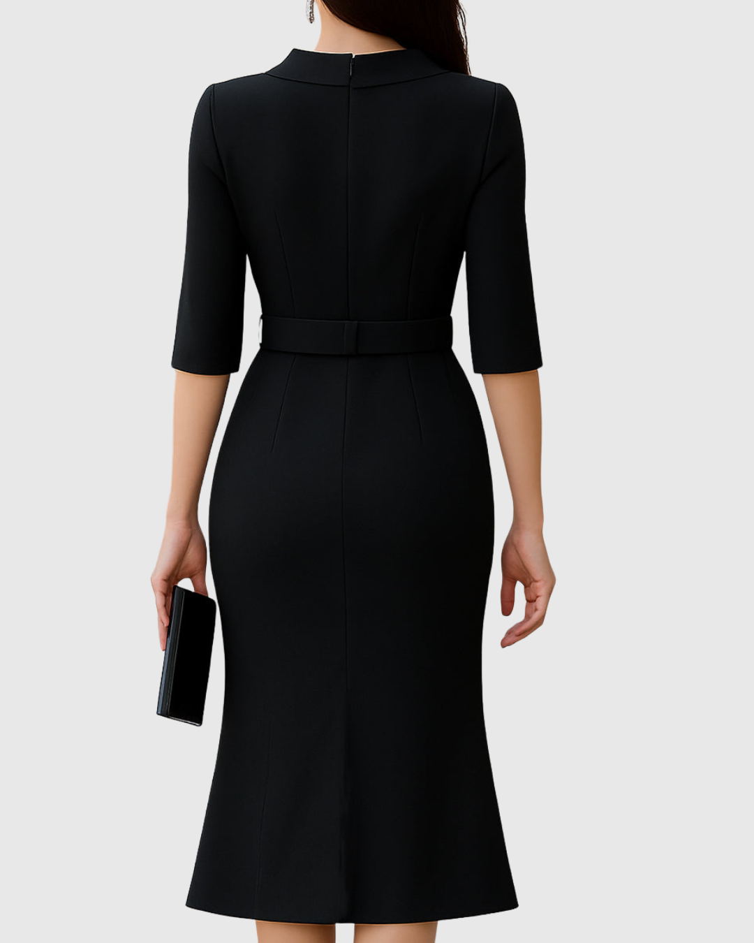 Delyra | Elegant Midi Dress with Belted Waist