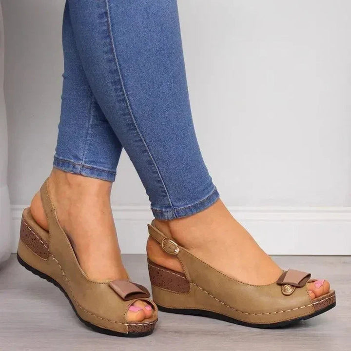 Demelza | Classic Wedge Sandals with Slingback Strap