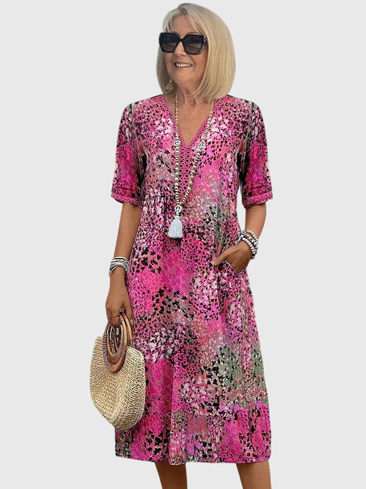Diana | Bohemian Floral Midi Dress with Tassel Tie