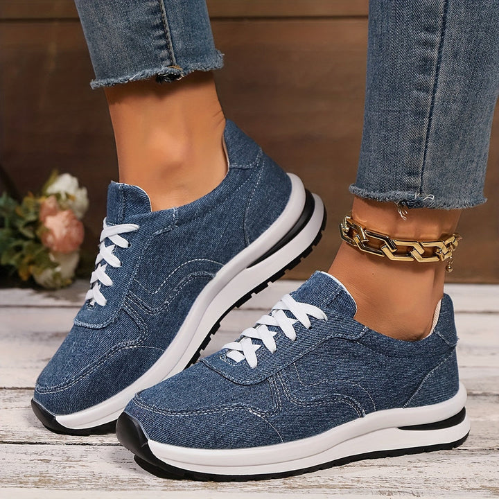 Diana | Casual Lace Up Sneakers with Contrast Sole