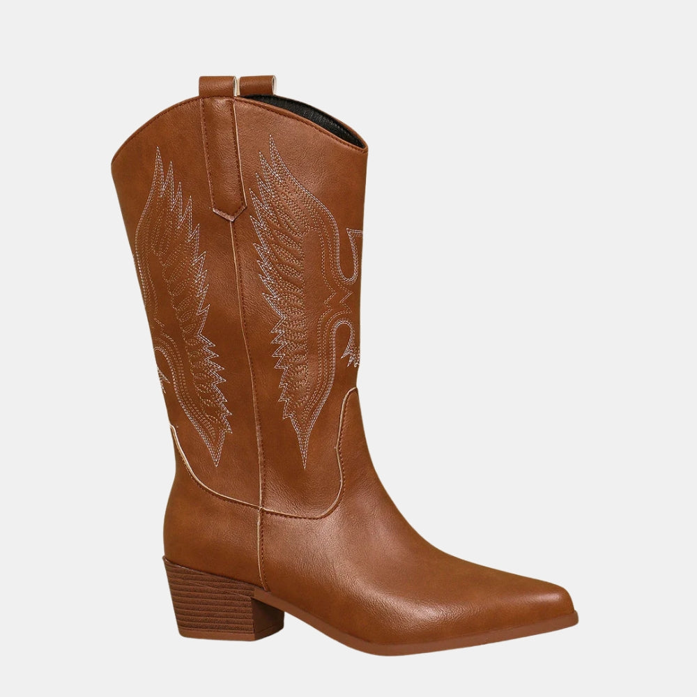 Dicie | Classic Western Cowboy Boots with Embroidered Detail