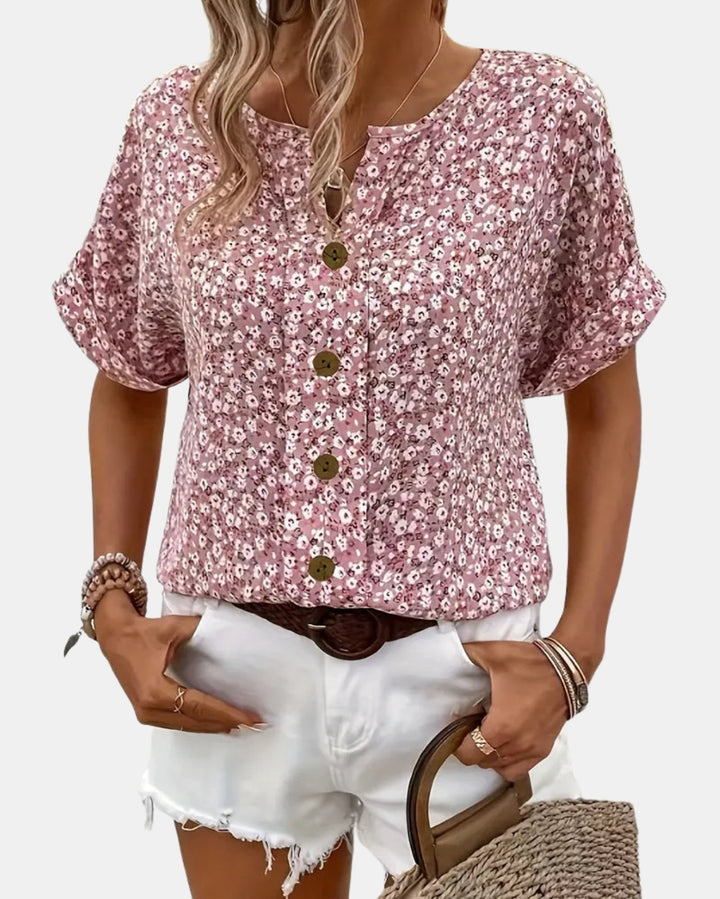 Dorynella | Floral Button Front Blouse