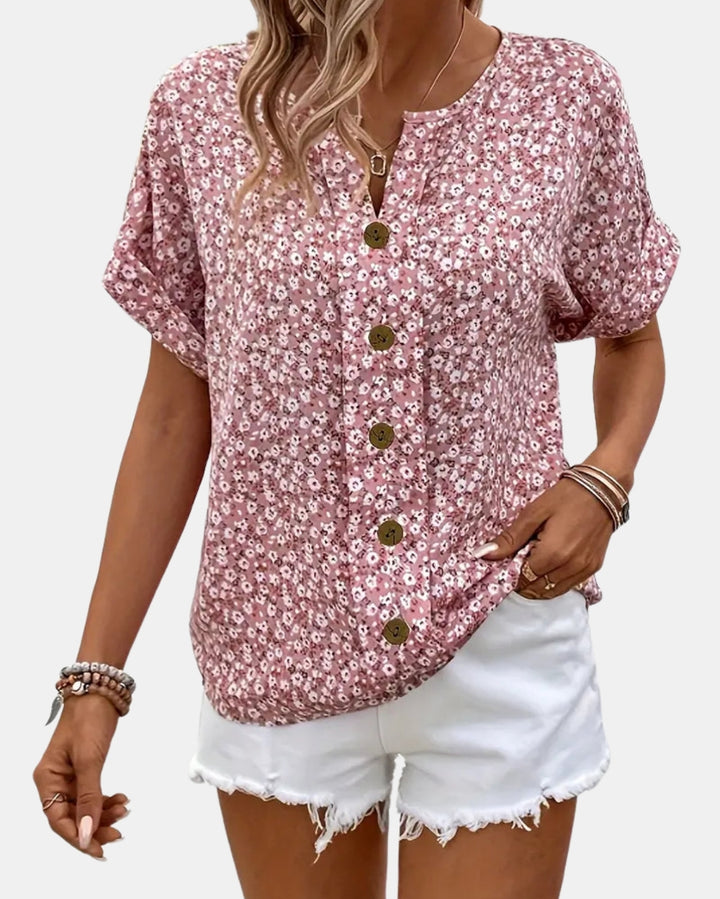 Dorynella | Floral Button Front Blouse