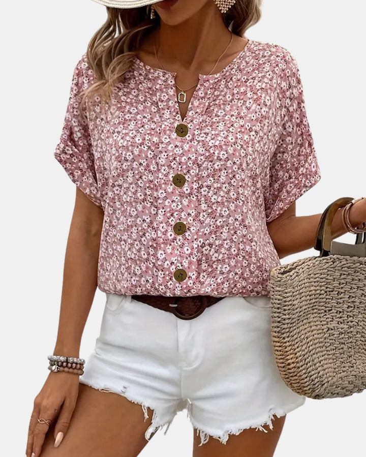Dorynella | Floral Button Front Blouse
