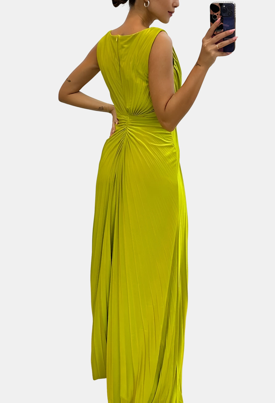 Dorynza | Wedding Guest Pleated Maxi Dress with Side Slit
