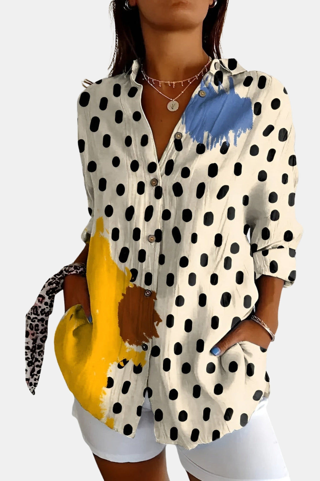 Doryvynna | Floral Button Up Shirt with Roll Sleeves