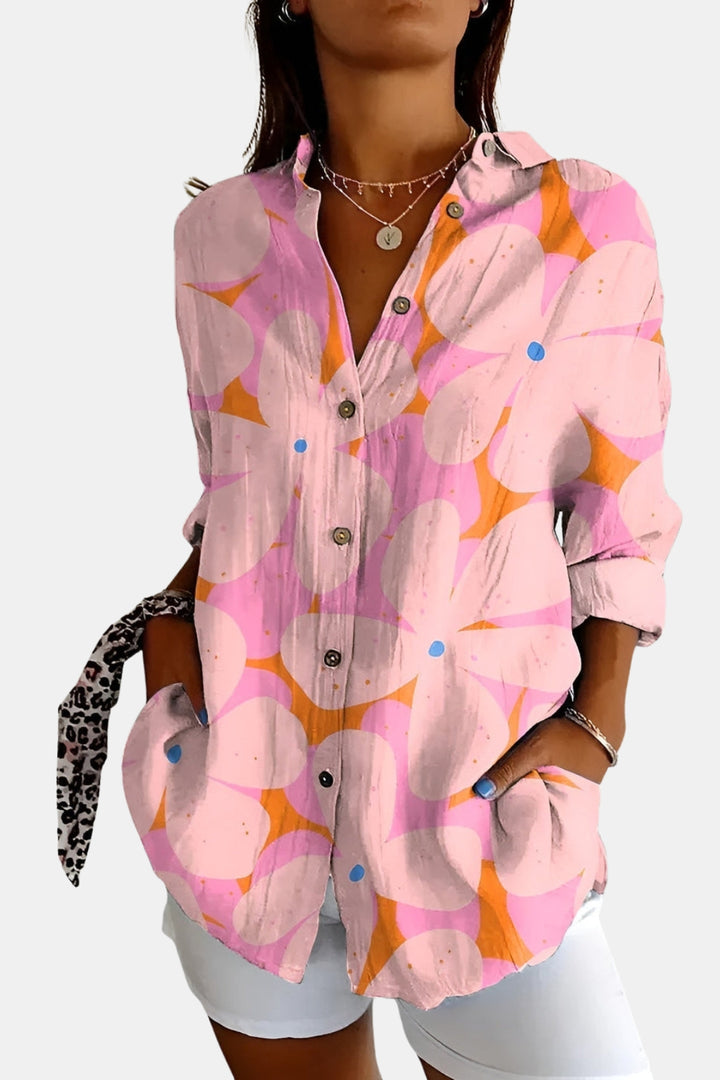 Doryvynna | Floral Button Up Shirt with Roll Sleeves