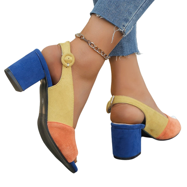 Eiliyah | Peep-Toe Slingback Heels with Block Heel
