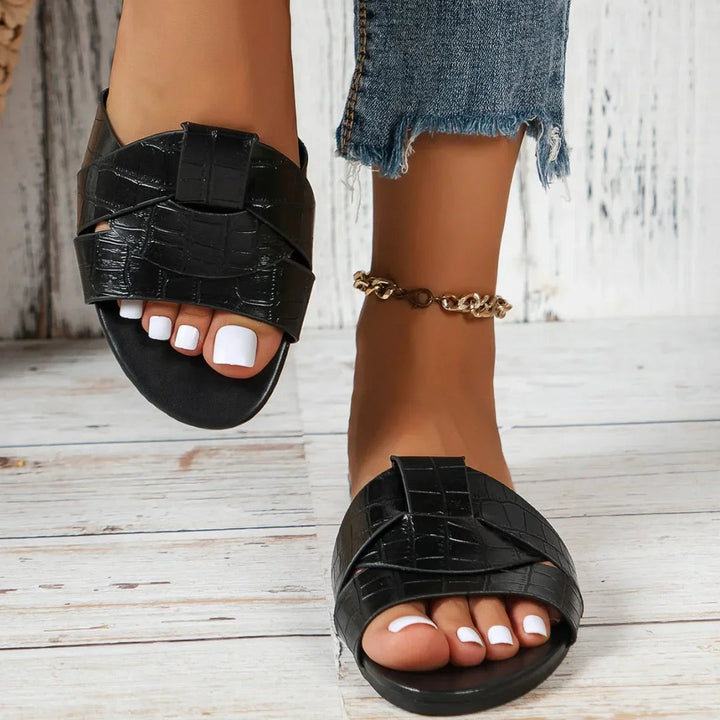 Eirene | Minimalist Slide Sandals with Textured Strap