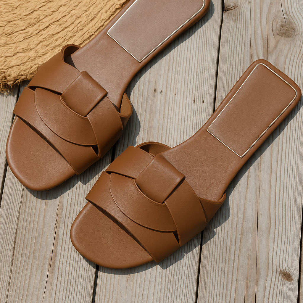 Eirene | Minimalist Slide Sandals with Textured Strap