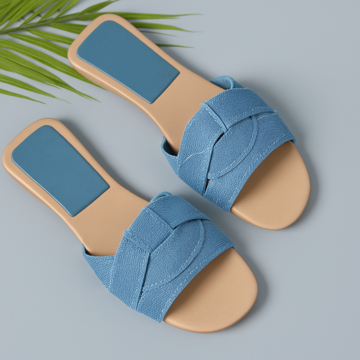 Eirene | Minimalist Slide Sandals with Textured Strap