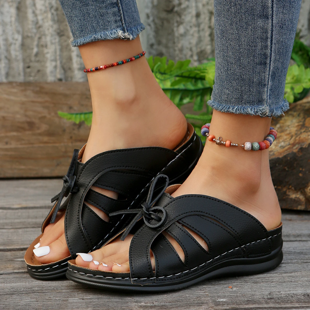 Elara | Casual Slide Sandals with Cutout Straps