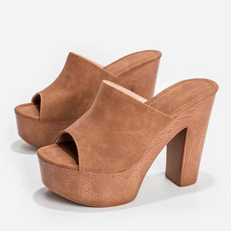 Elara | Platform Block Heel Mules