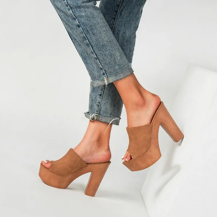 Elara | Platform Block Heel Mules