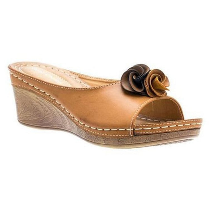 Eleanore | Wedge Slide Sandals with Floral Detail