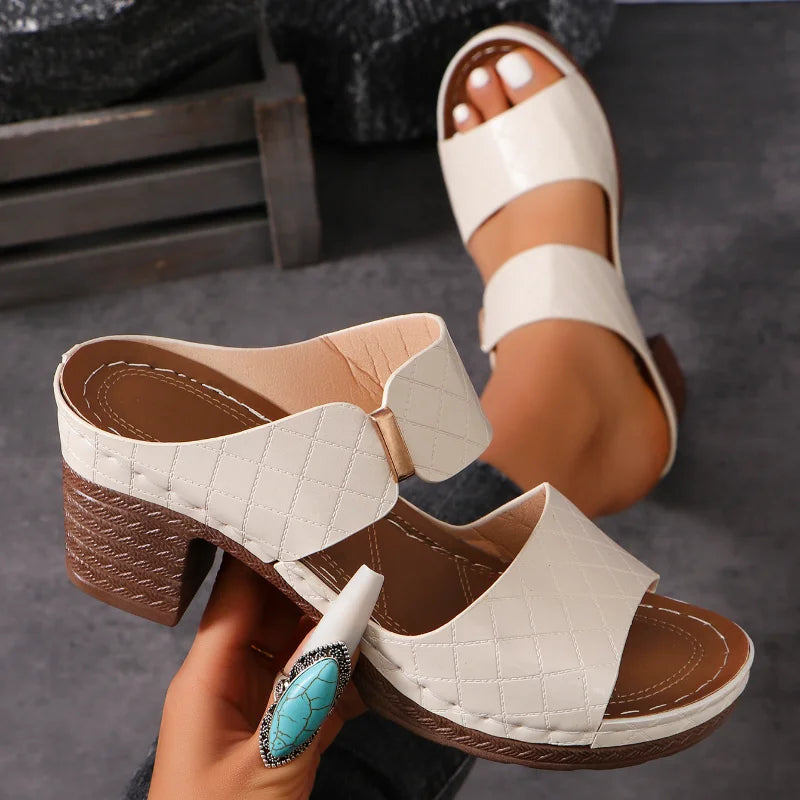 Elise | Block Heel Sandals with Cutout Strap