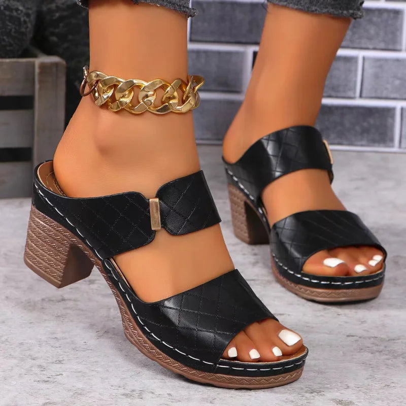 Elise | Block Heel Sandals with Cutout Strap