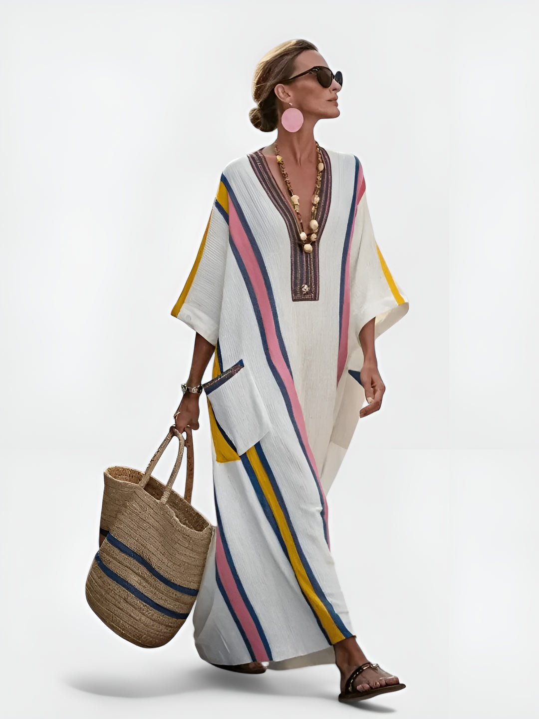 Eliza | Bohemian V Neck Maxi Dress with Pocket Detail
