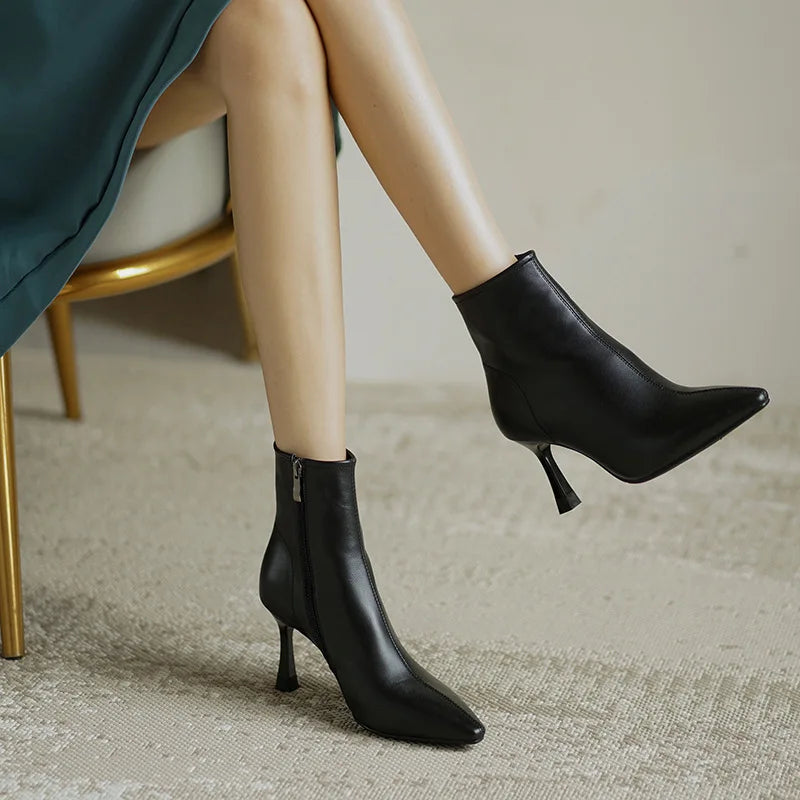 Eliza | Pointed Toe Ankle Boots With Stiletto Heel