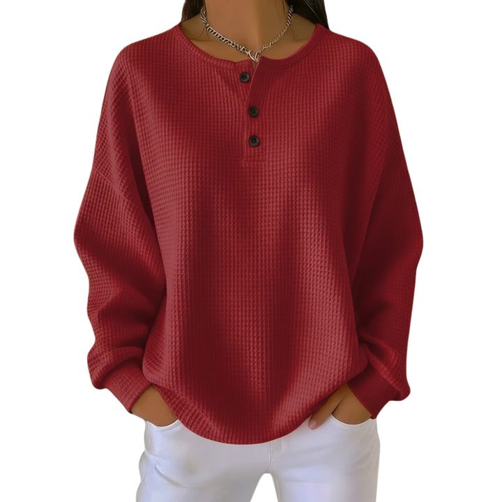 Ellison | Waffle Knit Sweater with Button Neck