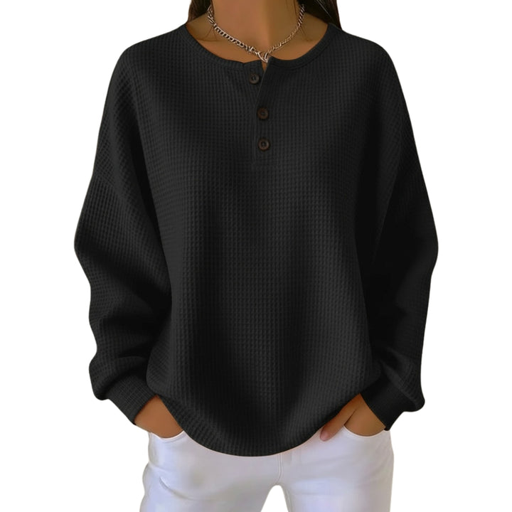 Ellison | Waffle Knit Sweater with Button Neck
