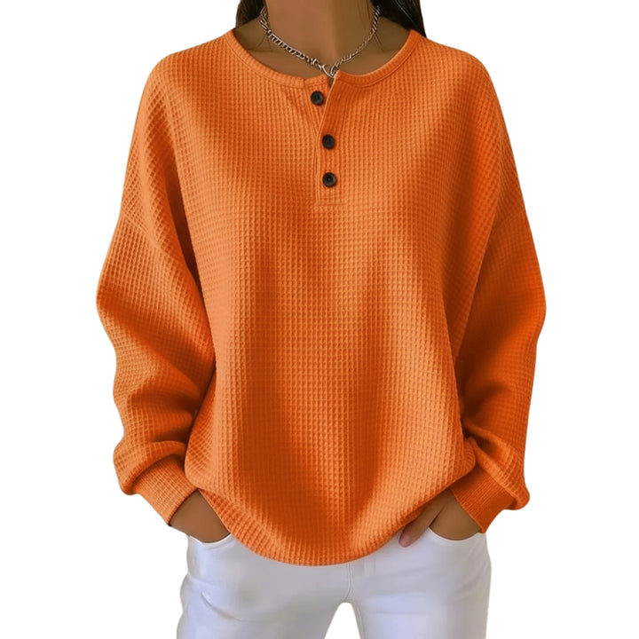 Ellison | Waffle Knit Sweater with Button Neck