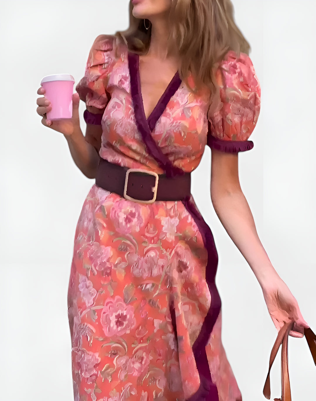 Elvoria | Chic Wrap Maxi Dress with Ruffle Trim