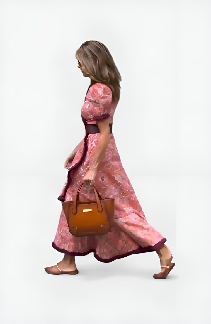 Elvoria | Chic Wrap Maxi Dress with Ruffle Trim