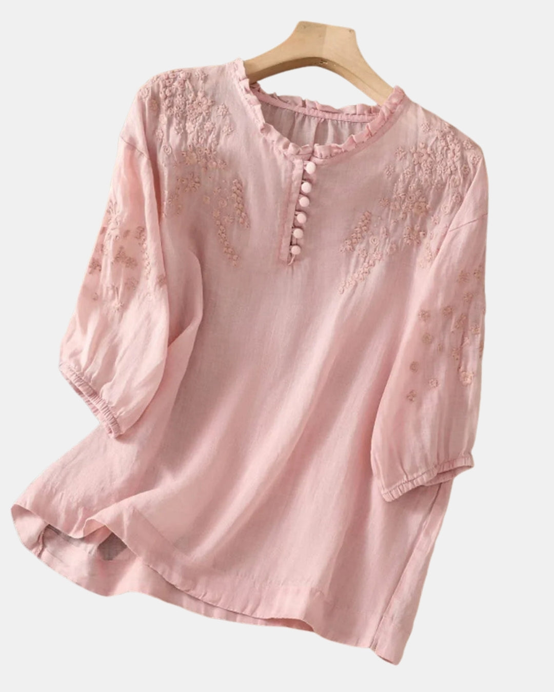 Elyndora | Embroidered Button Front Blouse