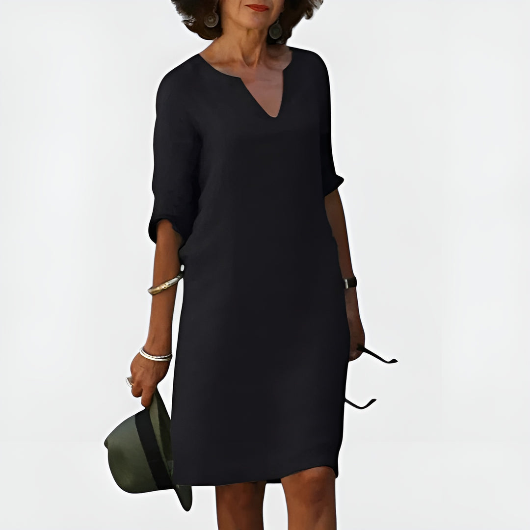 Elynora | Relaxed V-Neck Midi Dress