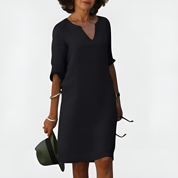 Elynora | Relaxed V-Neck Midi Dress