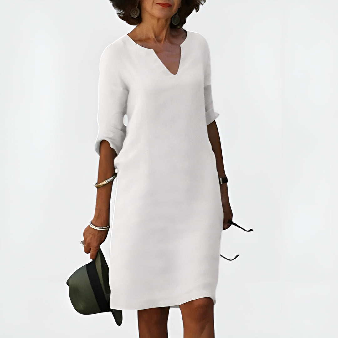 Elynora | Relaxed V-Neck Midi Dress