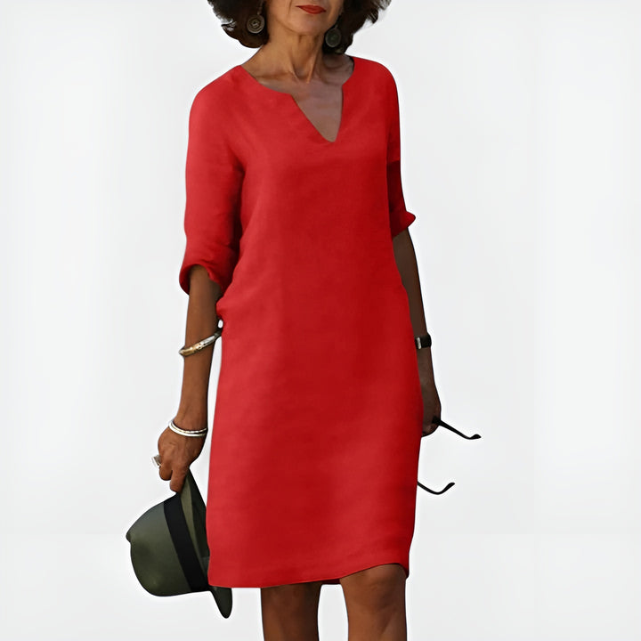 Elynora | Relaxed V-Neck Midi Dress