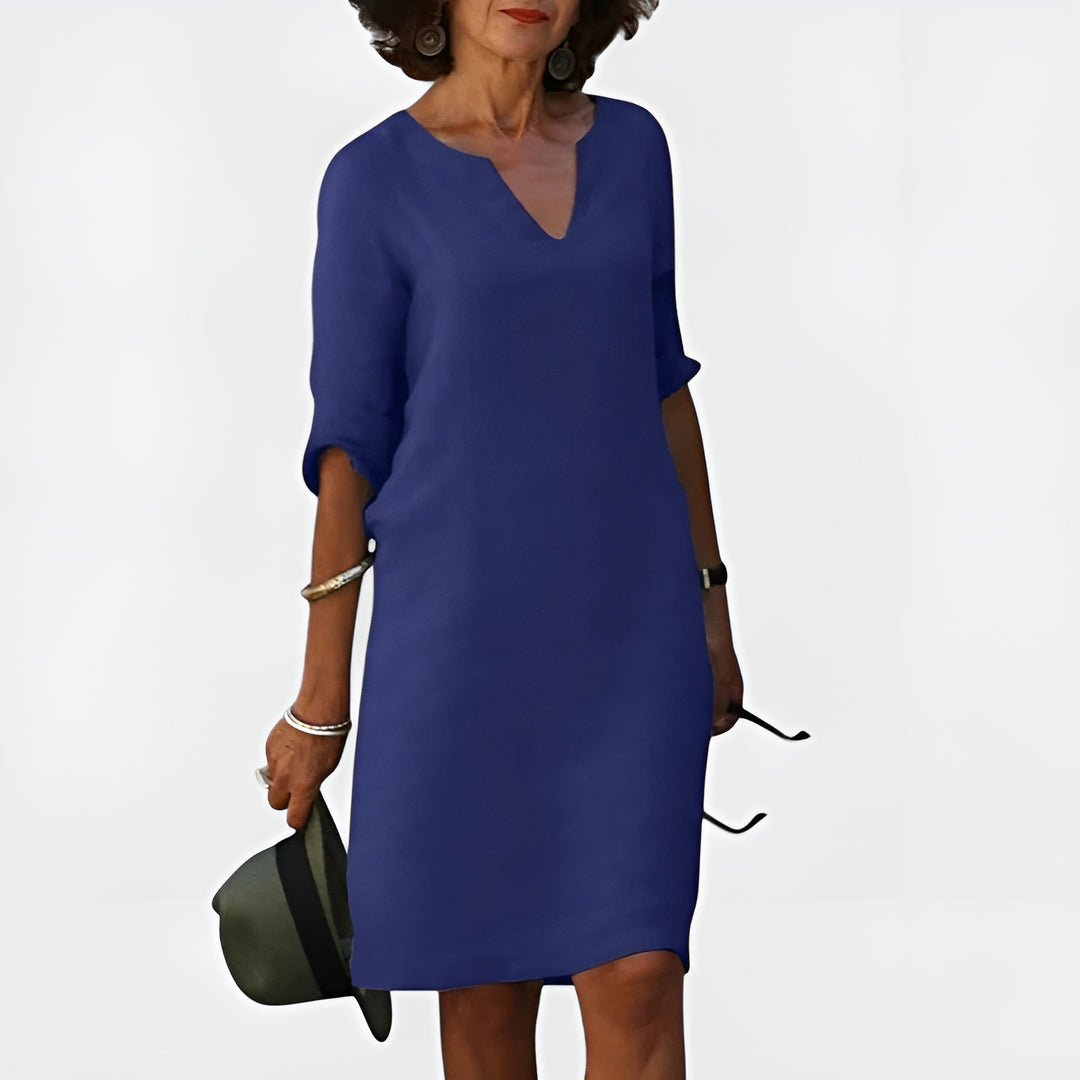 Elynora | Relaxed V-Neck Midi Dress