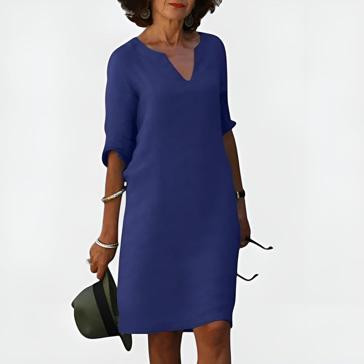 Elynora | Relaxed V-Neck Midi Dress
