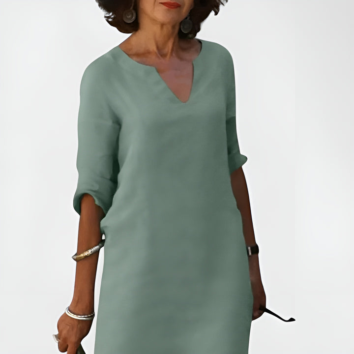 Elynora | Relaxed V-Neck Midi Dress