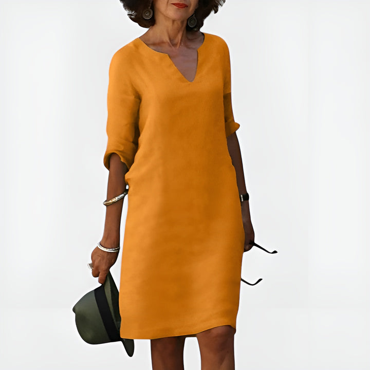 Elynora | Relaxed V-Neck Midi Dress
