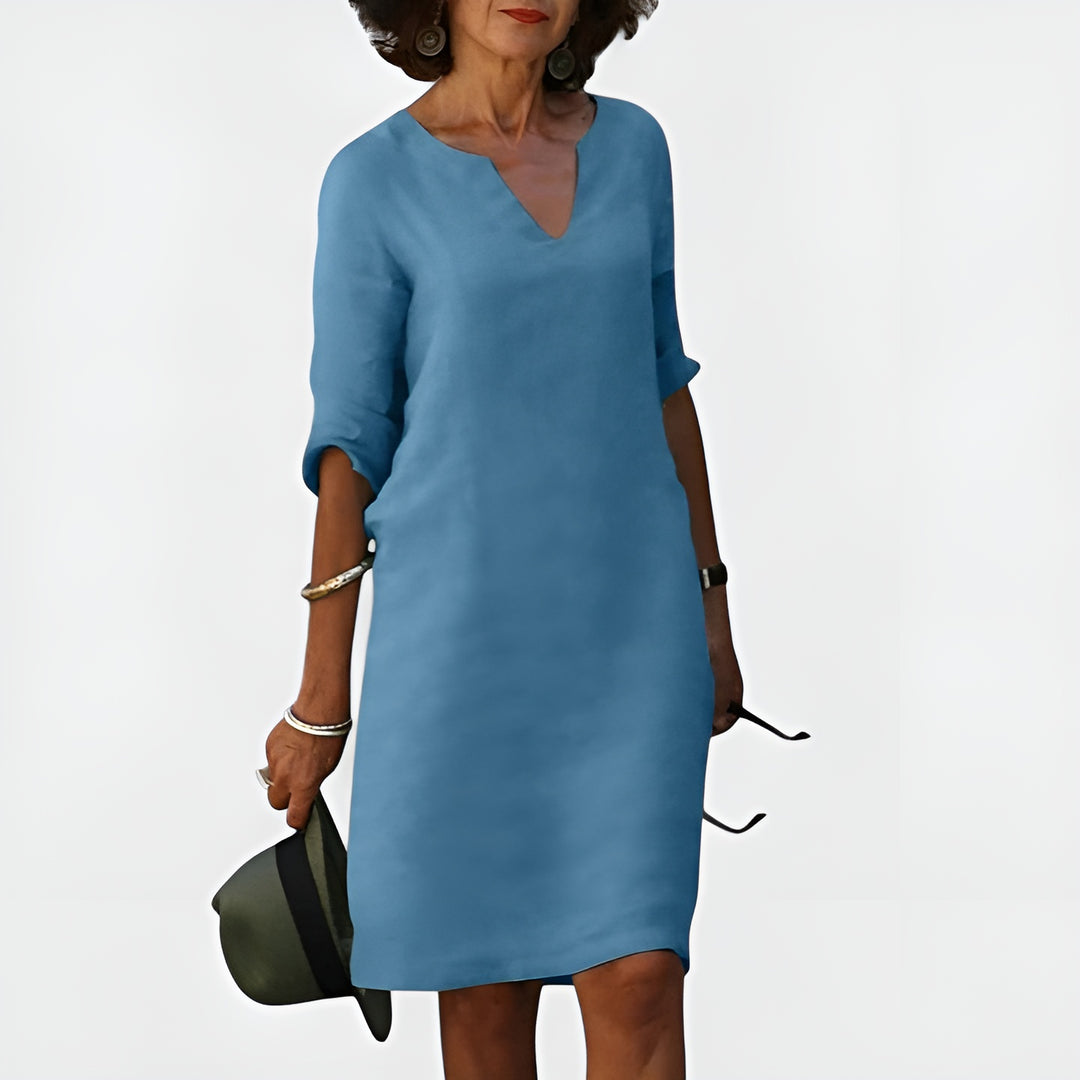 Elynora | Relaxed V-Neck Midi Dress