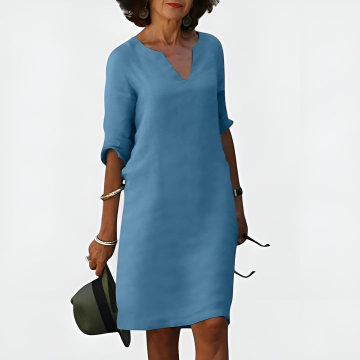 Elynora | Relaxed V-Neck Midi Dress