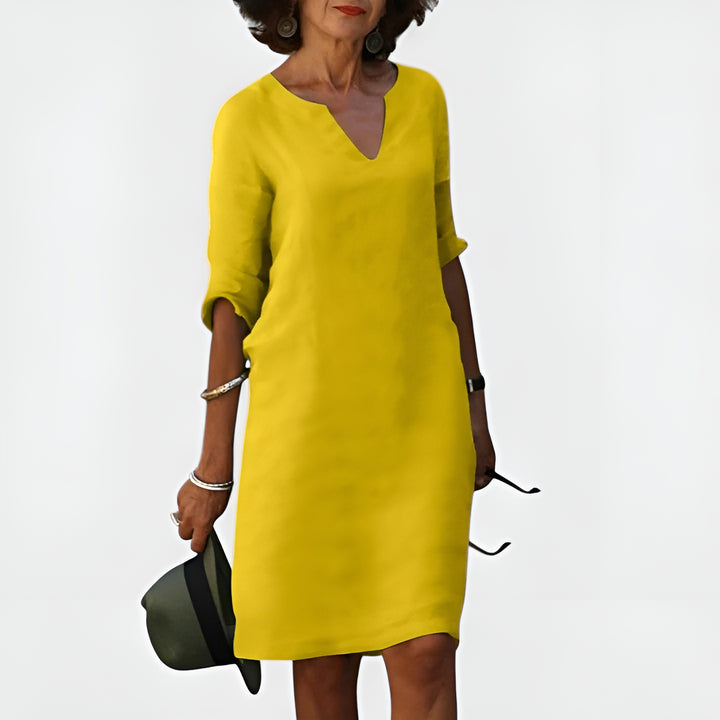 Elynora | Relaxed V-Neck Midi Dress