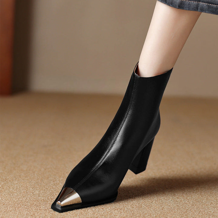 Eman | Modern Ankle Boots with Sculpted Heel Detail
