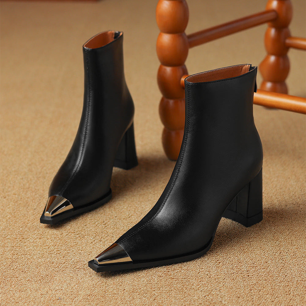 Eman | Modern Ankle Boots with Sculpted Heel Detail