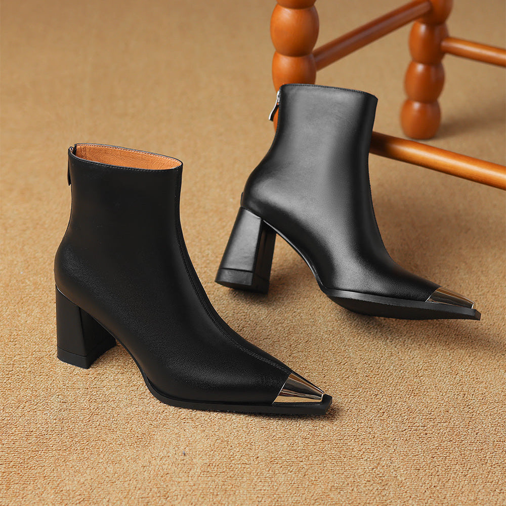 Eman | Modern Ankle Boots with Sculpted Heel Detail
