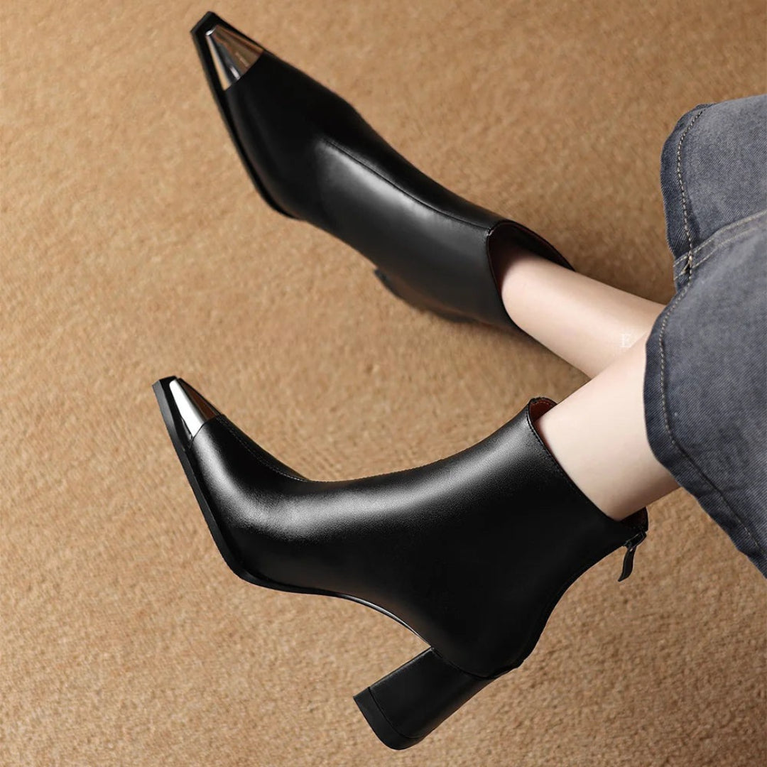 Eman | Modern Ankle Boots with Sculpted Heel Detail