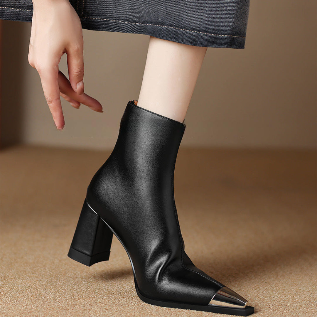 Eman | Modern Ankle Boots with Sculpted Heel Detail