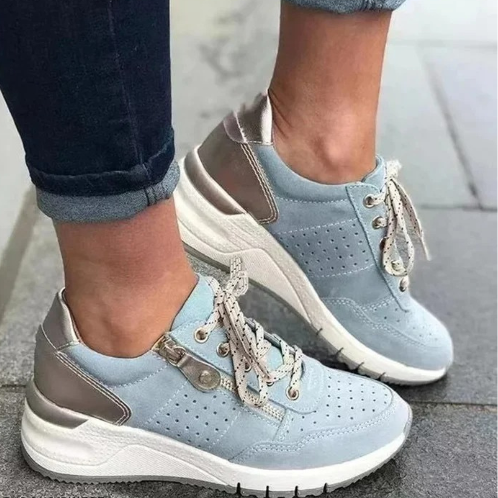 Erica | Casual Lace Up Sneakers with Perforated Detail