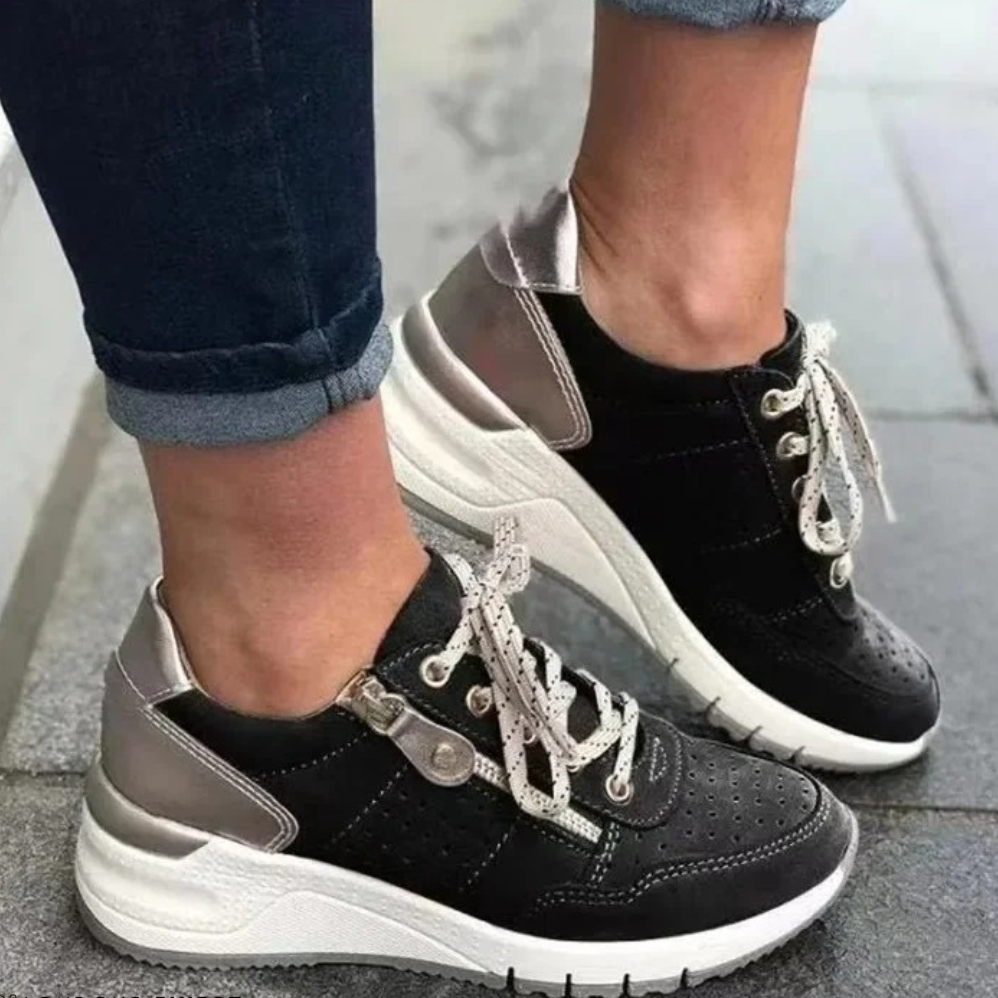 Erica | Casual Lace Up Sneakers with Perforated Detail