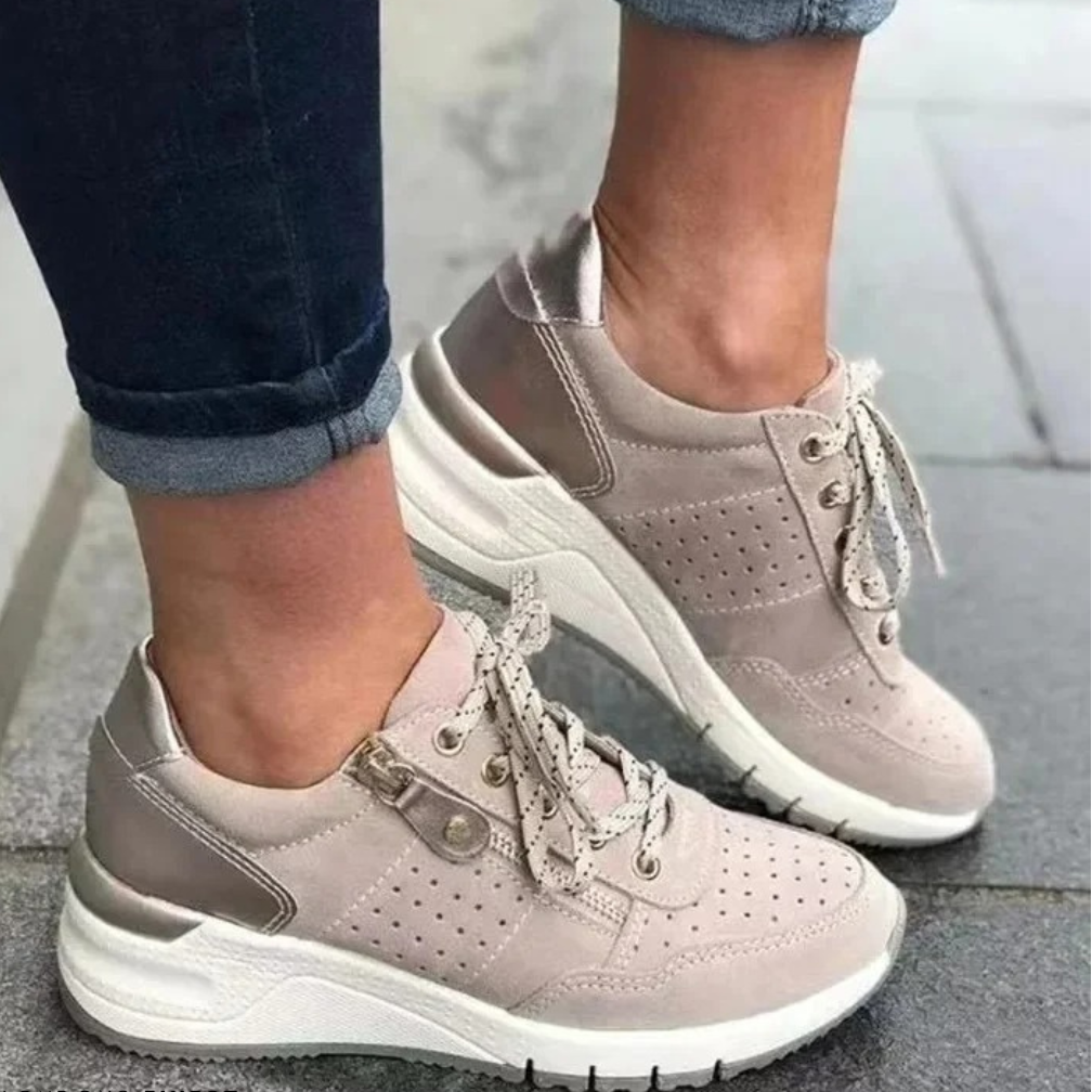 Erica | Casual Lace Up Sneakers with Perforated Detail