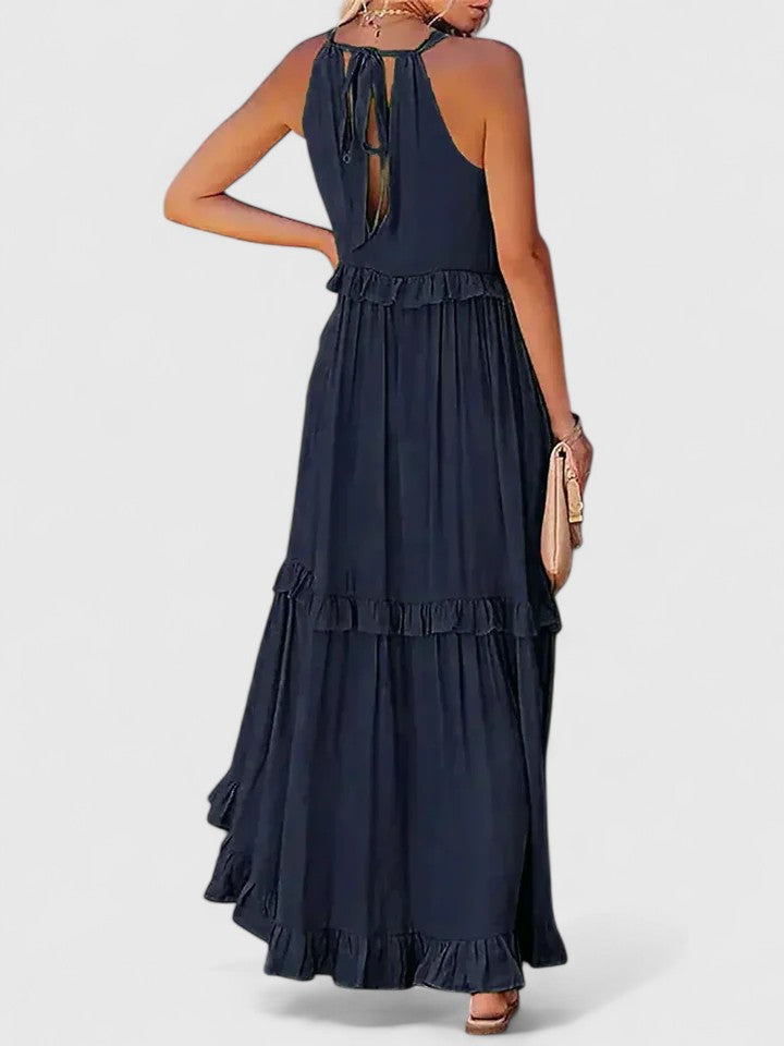 Eryndra | Tiered Ruffle Maxi Dress with Smocked Neckline